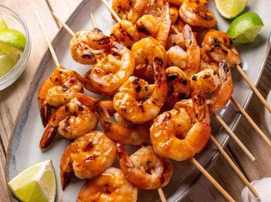 B.a) Shrimp kebab / Pincho de camarón